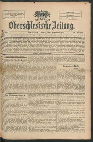 Oberschlesische Zeitung vom 01.09.1908