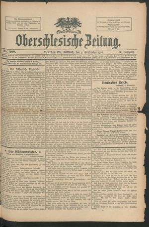 Oberschlesische Zeitung vom 09.09.1908