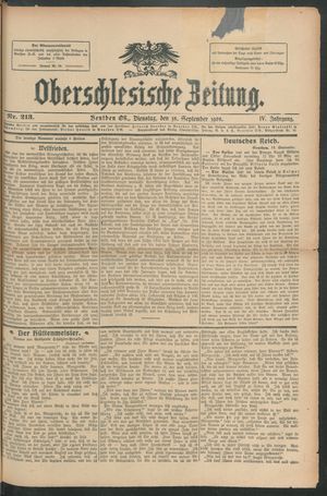 Oberschlesische Zeitung vom 15.09.1908