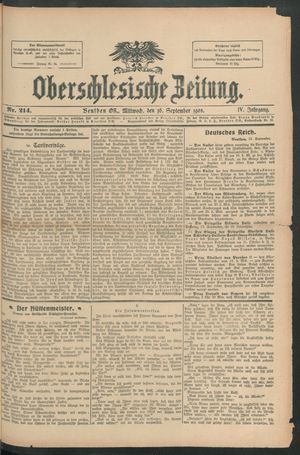 Oberschlesische Zeitung vom 16.09.1908