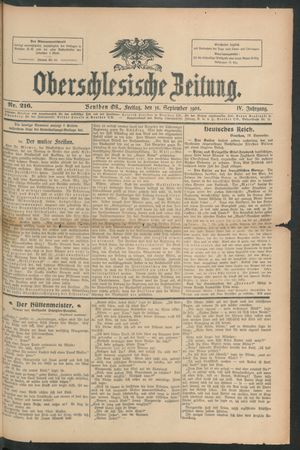 Oberschlesische Zeitung vom 18.09.1908