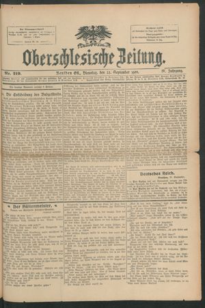 Oberschlesische Zeitung vom 22.09.1908