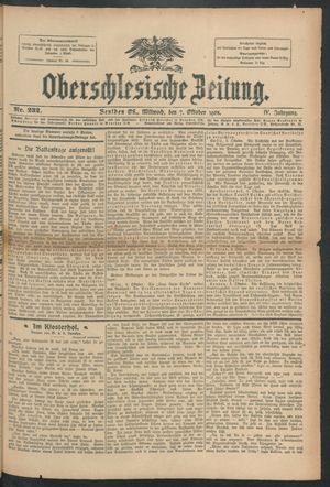 Oberschlesische Zeitung on Oct 7, 1908