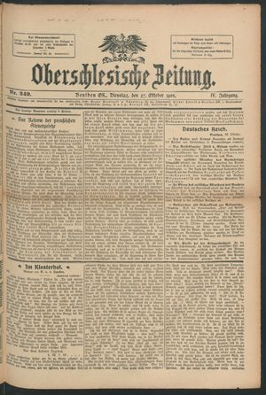 Oberschlesische Zeitung vom 27.10.1908