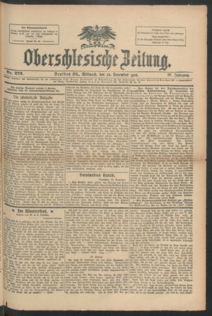 Oberschlesische Zeitung vom 25.11.1908