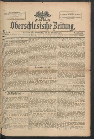 Oberschlesische Zeitung vom 26.11.1908