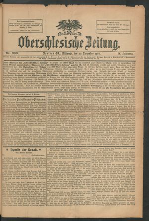 Oberschlesische Zeitung vom 30.12.1908