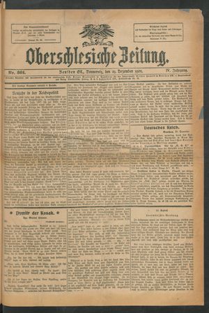 Oberschlesische Zeitung vom 31.12.1908