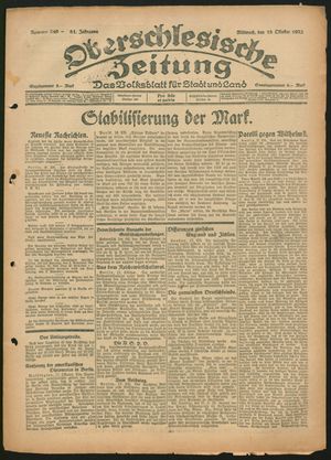 Oberschlesische Zeitung vom 18.10.1922