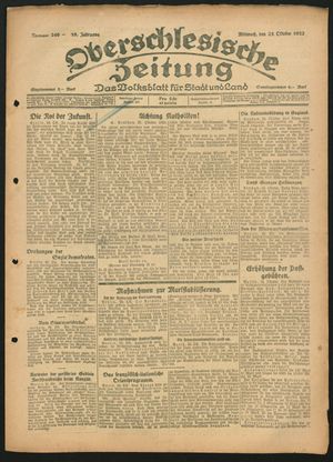 Oberschlesische Zeitung vom 25.10.1922