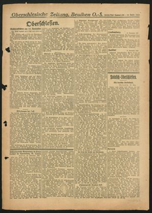 Oberschlesische Zeitung vom 10.11.1922