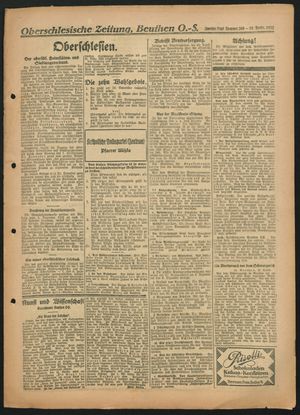 Oberschlesische Zeitung vom 18.11.1922
