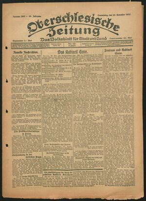Oberschlesische Zeitung on Nov 23, 1922