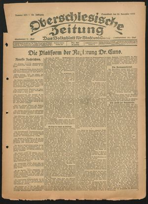 Oberschlesische Zeitung vom 25.11.1922