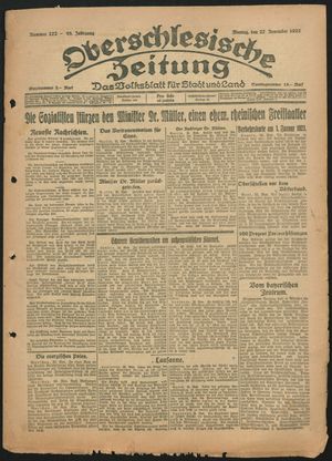 Oberschlesische Zeitung vom 27.11.1922