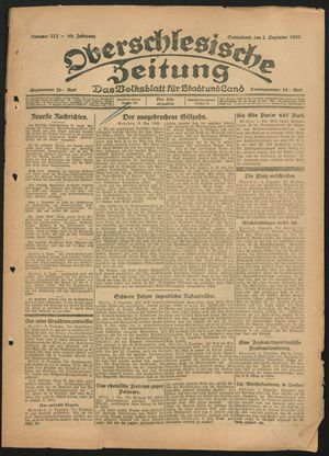 Oberschlesische Zeitung vom 02.12.1922