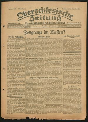 Oberschlesische Zeitung vom 11.12.1922