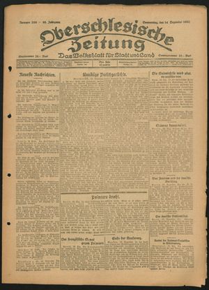 Oberschlesische Zeitung vom 14.12.1922