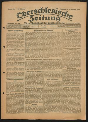 Oberschlesische Zeitung vom 16.12.1922
