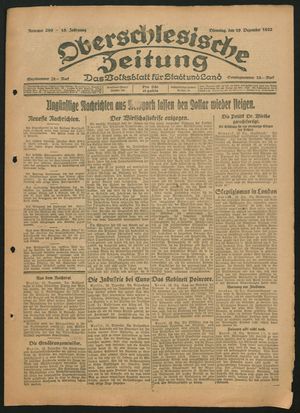 Oberschlesische Zeitung vom 19.12.1922