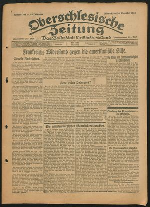 Oberschlesische Zeitung on Dec 20, 1922
