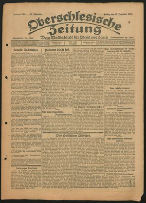 Oberschlesische Zeitung vom 22.12.1922