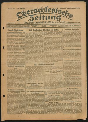 Oberschlesische Zeitung vom 23.12.1922