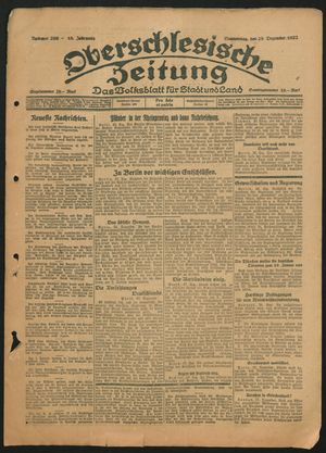 Oberschlesische Zeitung vom 28.12.1922