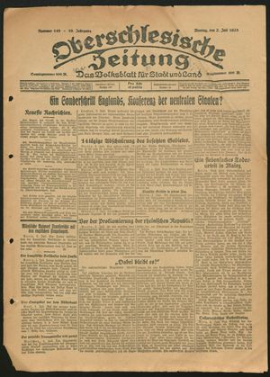Oberschlesische Zeitung vom 02.07.1923