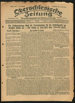 Oberschlesische Zeitung vom 07.07.1923