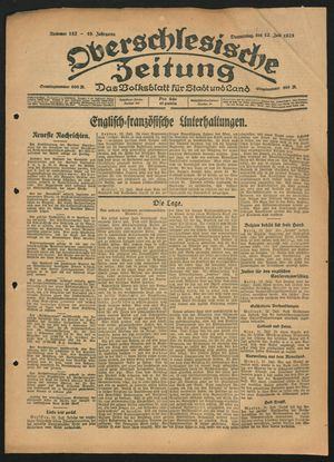 Oberschlesische Zeitung vom 12.07.1923