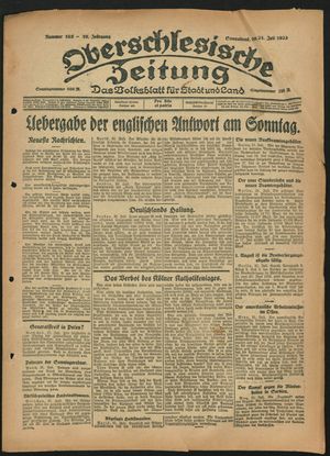 Oberschlesische Zeitung vom 21.07.1923