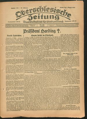 Oberschlesische Zeitung vom 03.08.1923