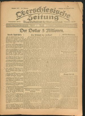 Oberschlesische Zeitung vom 08.08.1923