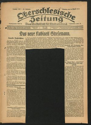 Oberschlesische Zeitung vom 14.08.1923