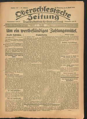 Oberschlesische Zeitung on Aug 16, 1923