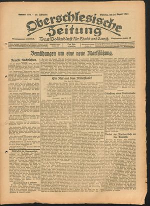 Oberschlesische Zeitung vom 21.08.1923