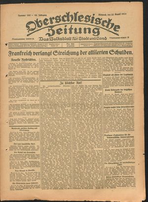 Oberschlesische Zeitung vom 22.08.1923