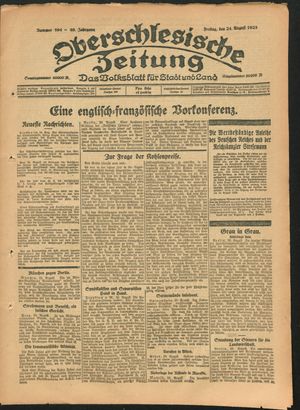 Oberschlesische Zeitung vom 24.08.1923