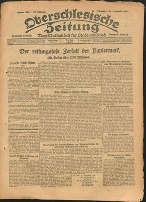 Oberschlesische Zeitung vom 18.09.1923