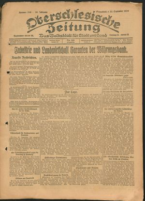Oberschlesische Zeitung vom 22.09.1923