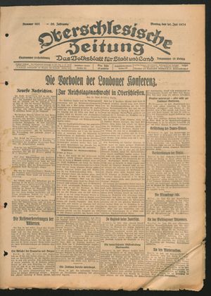 Oberschlesische Zeitung on Jul 14, 1924