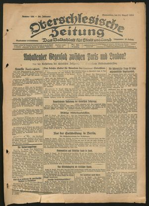 Oberschlesische Zeitung vom 21.08.1924