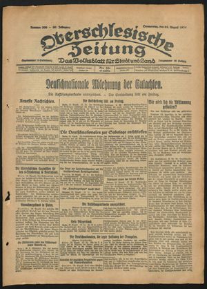 Oberschlesische Zeitung vom 28.08.1924