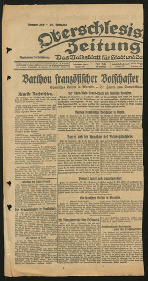 Oberschlesische Zeitung vom 15.09.1924