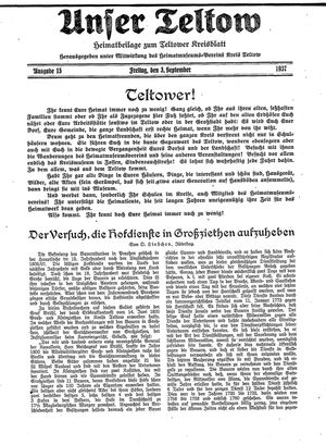 Unser Teltow on Sep 3, 1937