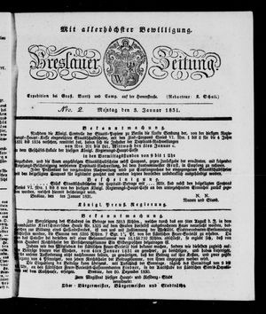 Breslauer Zeitung vom 03.01.1831