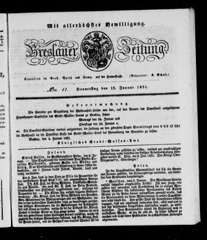 Breslauer Zeitung on Jan 13, 1831