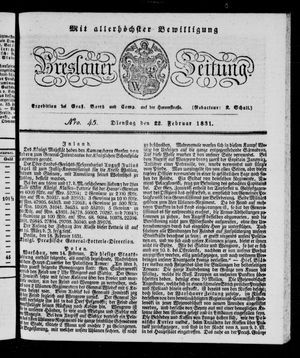 Breslauer Zeitung vom 22.02.1831