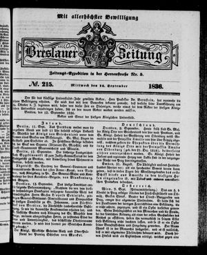 Breslauer Zeitung on Sep 14, 1836